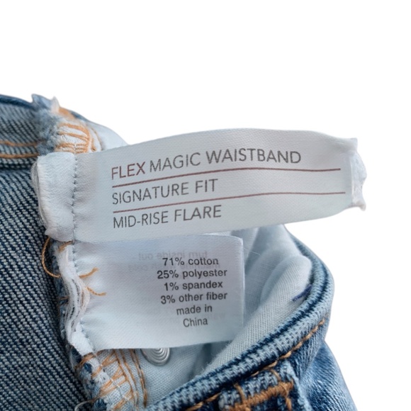 Lane Bryant Denim Jeans Sz 26 Light Denim Wash Distressed Mid-Rise Flare - Picture 4 of 7